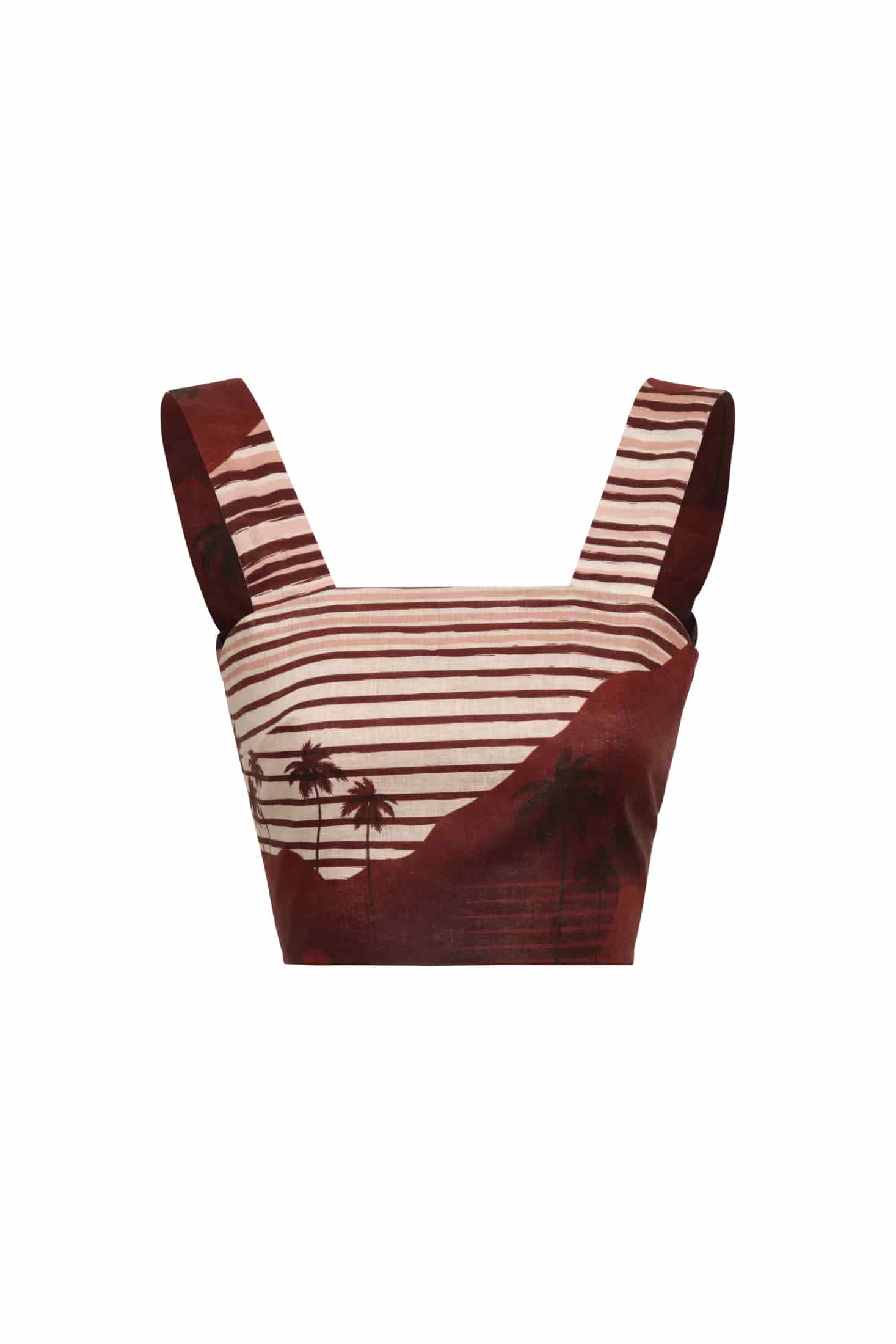 Marimba Linen Top / Red Tropical Landscape - miniatura 1