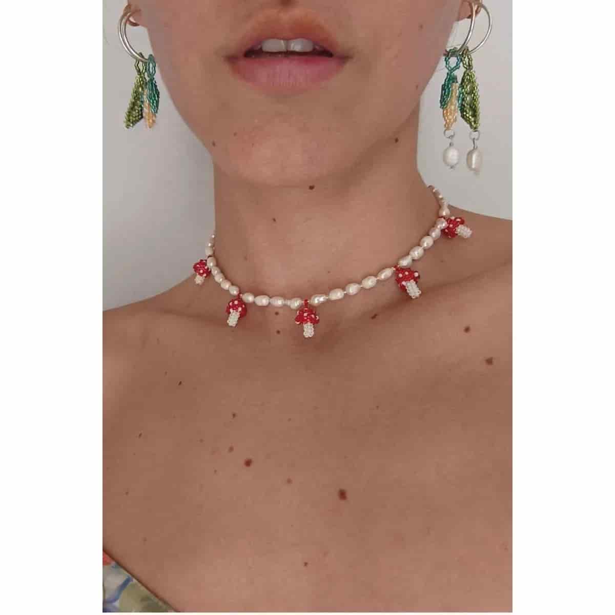 PEARL AND MUSHROOM NECKLACE - miniatura 1
