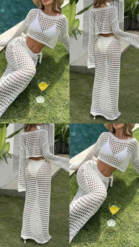 SET EN HILO BLANCO EN FALDA - miniatura 2