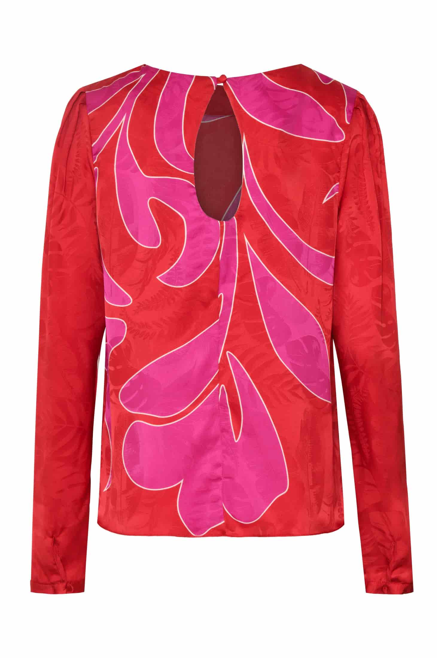 Sevilla Silk Jacquard Blouse / Red & Fuchsia Maxi Buganvilia - miniatura 3