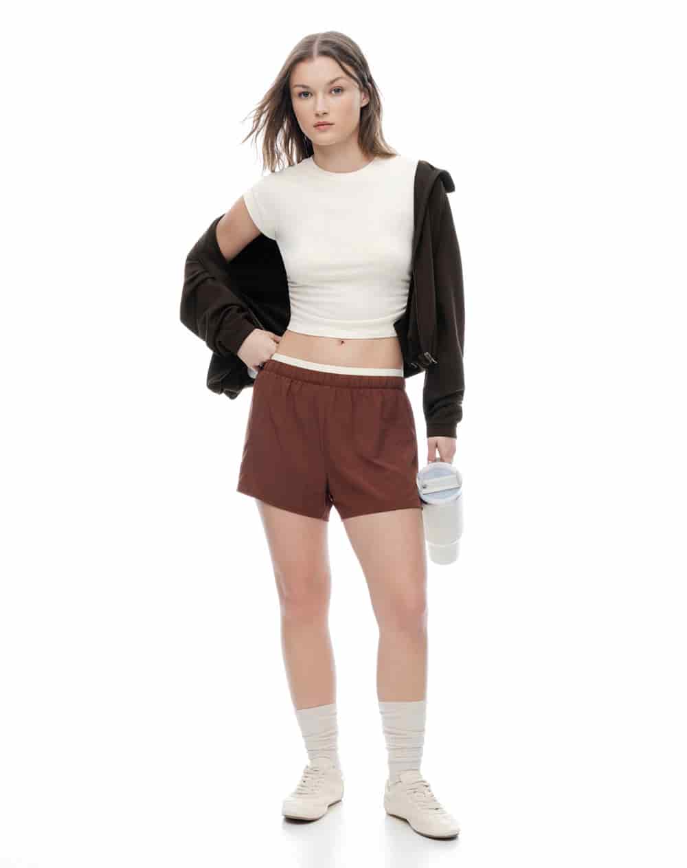 Short deportivo café mujer - miniatura 1