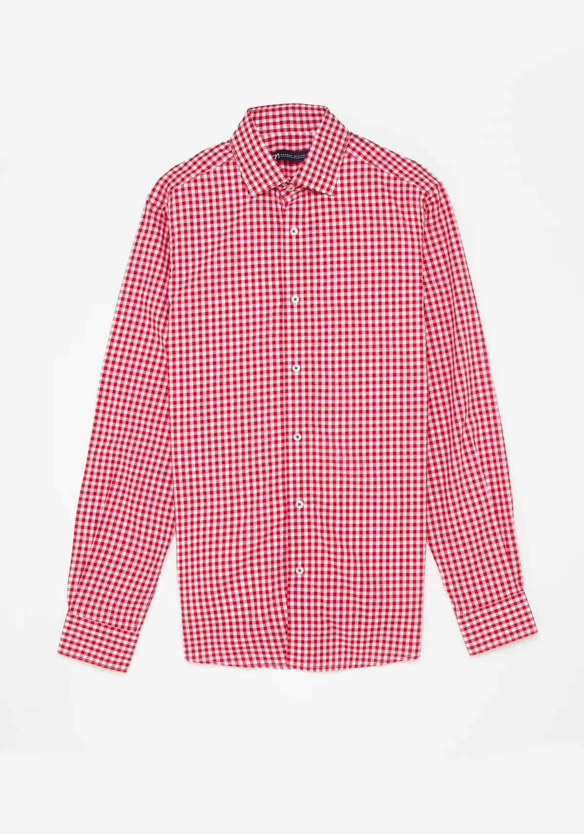 Camisa Popelín Cuadro Vichy Algodón Rojo - miniatura 1