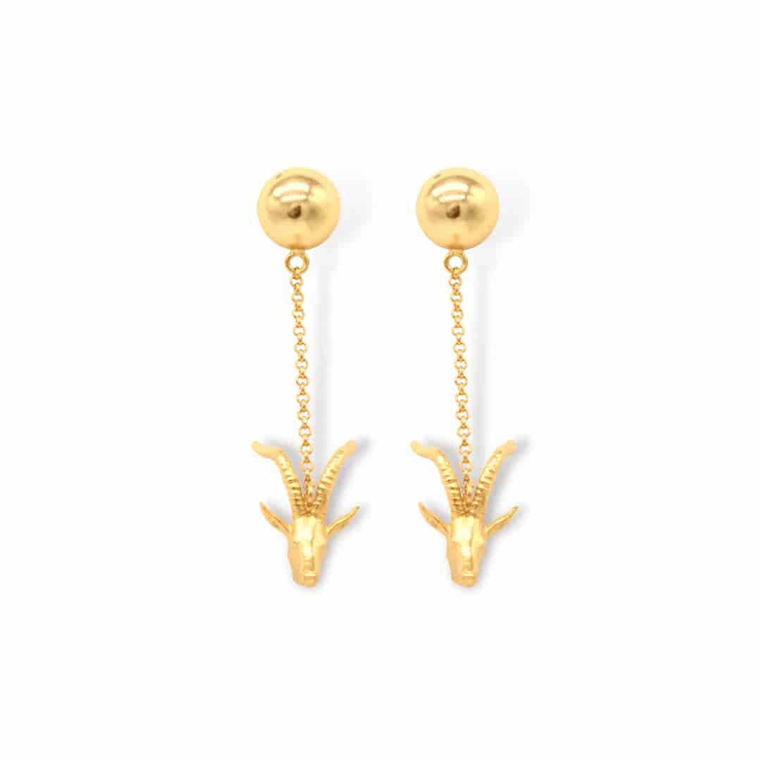 Aretes largos con cabeza de antílope - miniatura 1