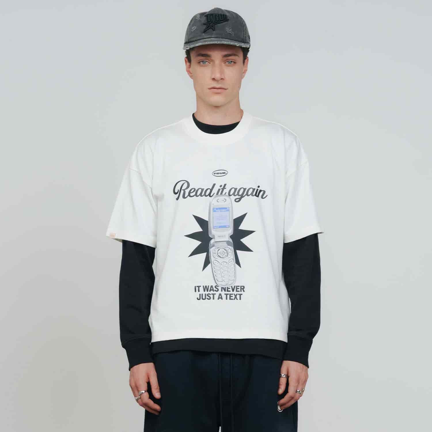 Text Me Boxy T-Shirt - Cream - miniatura 2