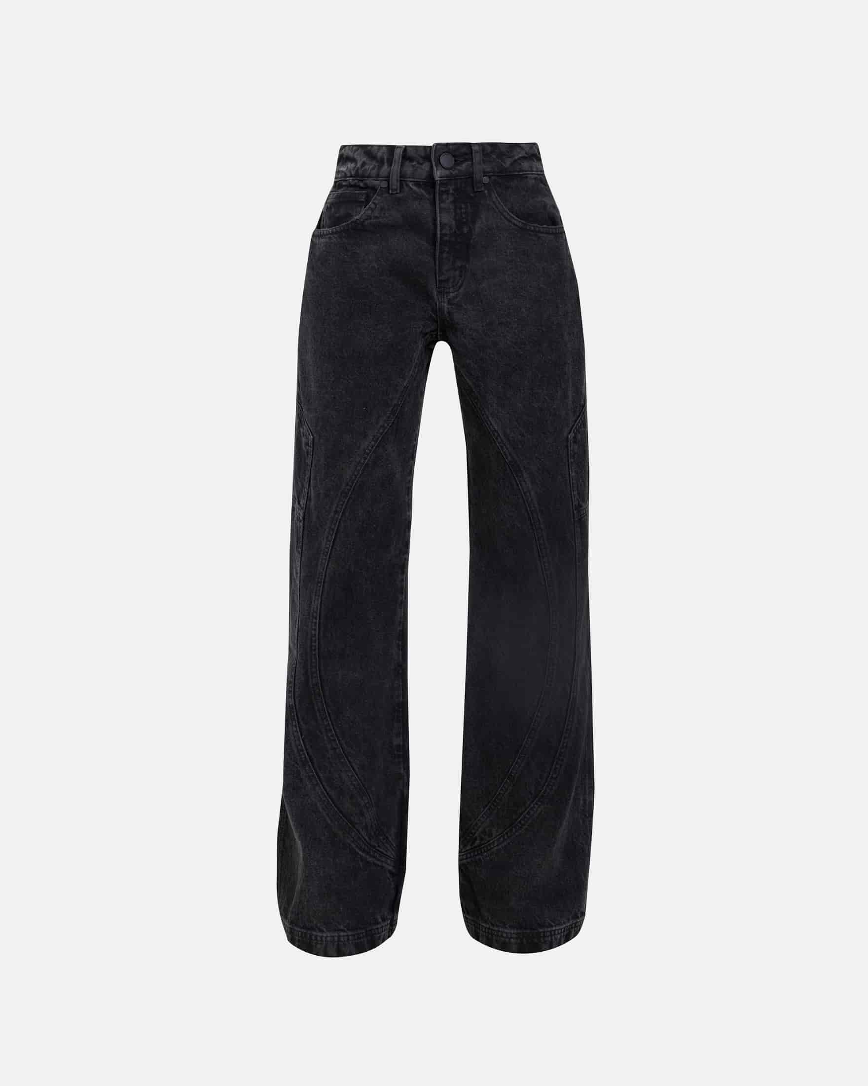 W Basics UNDERGOLD Panelled Wide Jeans Black - miniatura 3