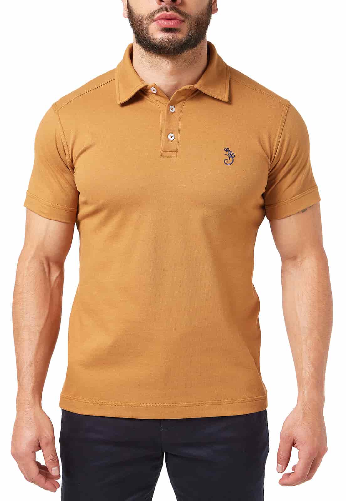 Camiseta tipo polo camel - miniatura 3