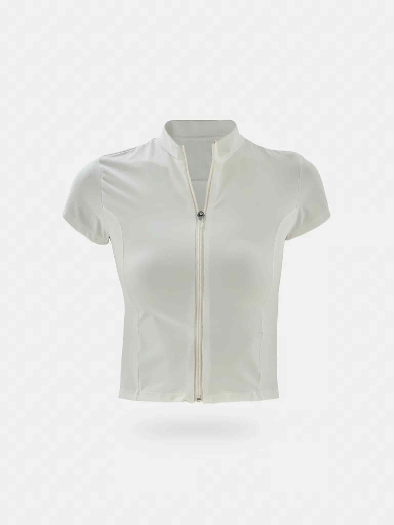 SHORT SLEEVE ZIP T-SHIRT - SOFT WHITE - miniatura 3
