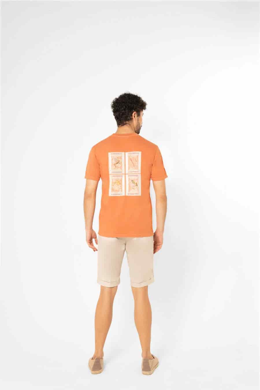 Men's cotton t-shirt four orange stamps - miniatura 4