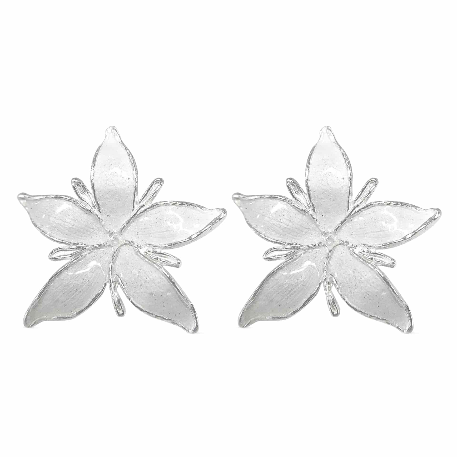 Aretes Flor de café maxi en plata esmaltada - miniatura 2