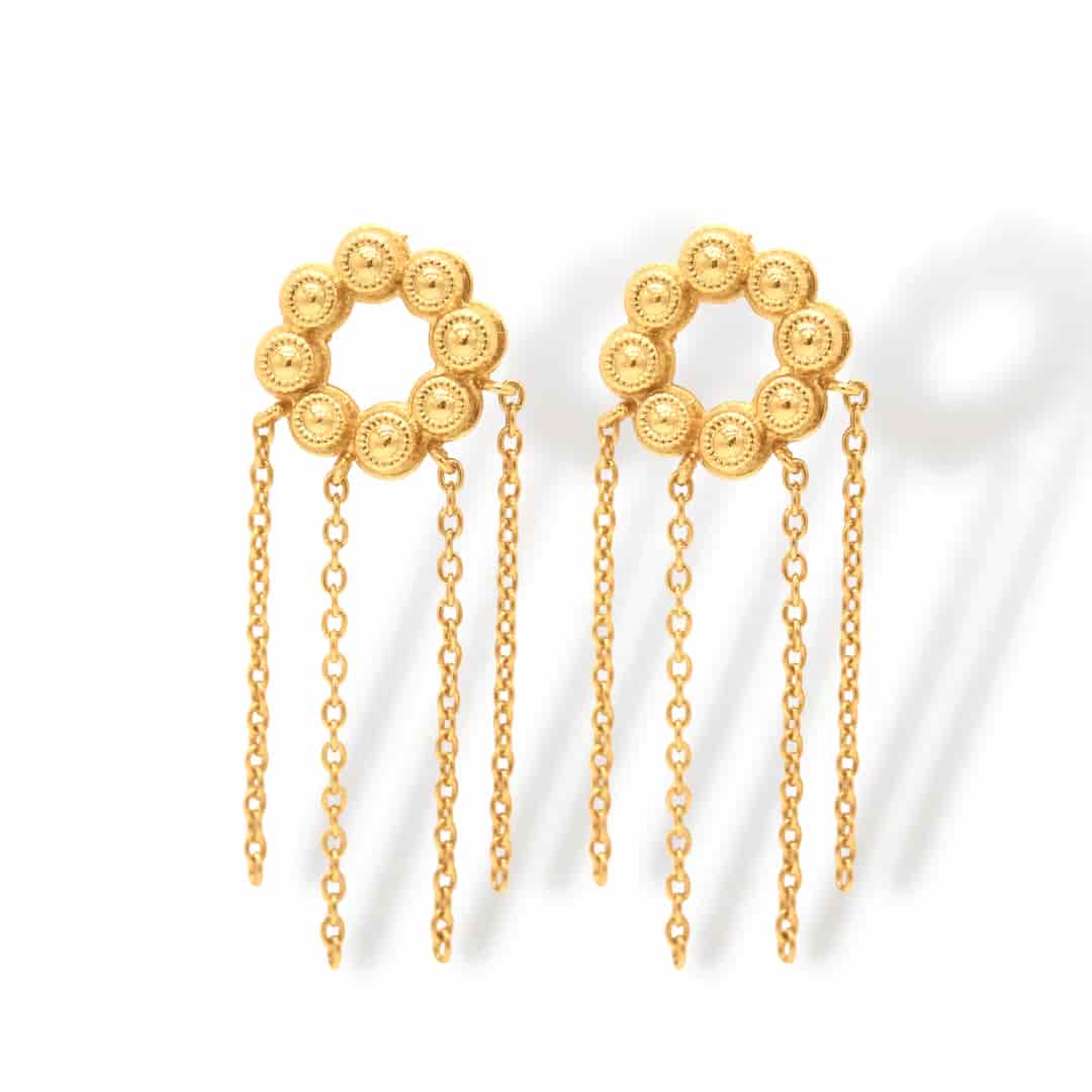 Aretes de coronas circulares con cadenas - miniatura 1