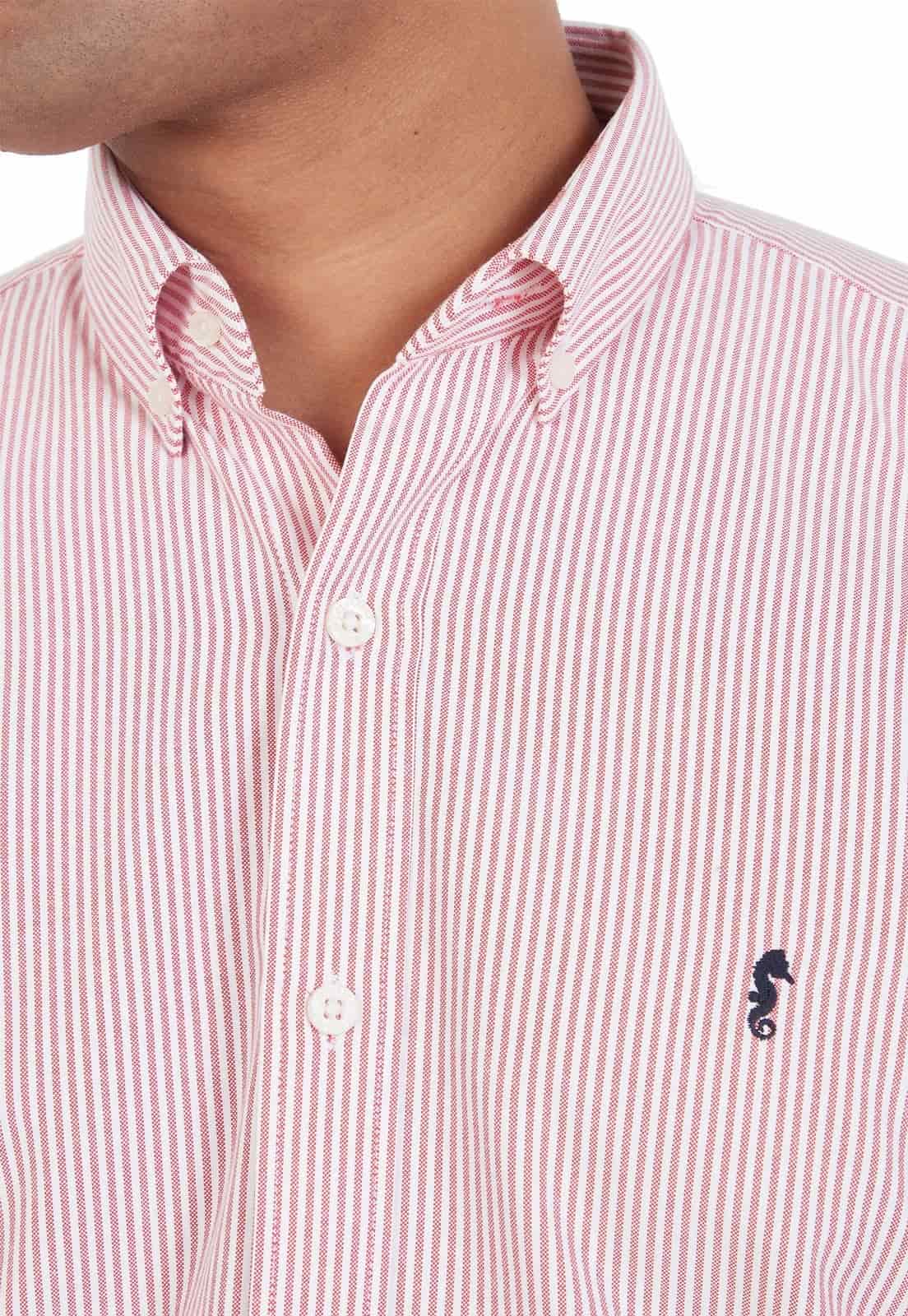 Camisa Manga Larga Oxford Rayas Rojas - miniatura 2