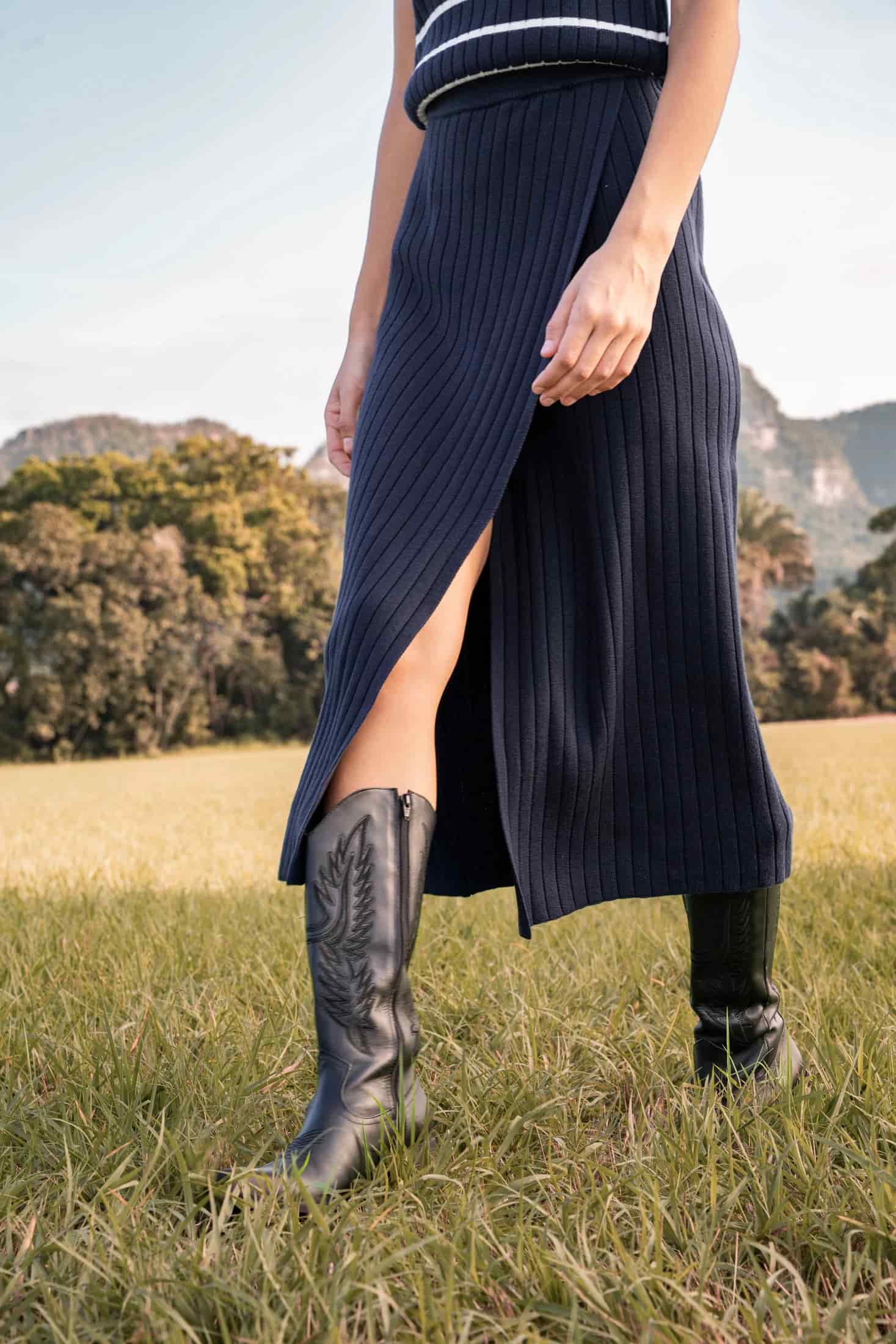 Falda Wrap Mujer Azul Oscuro - miniatura 3