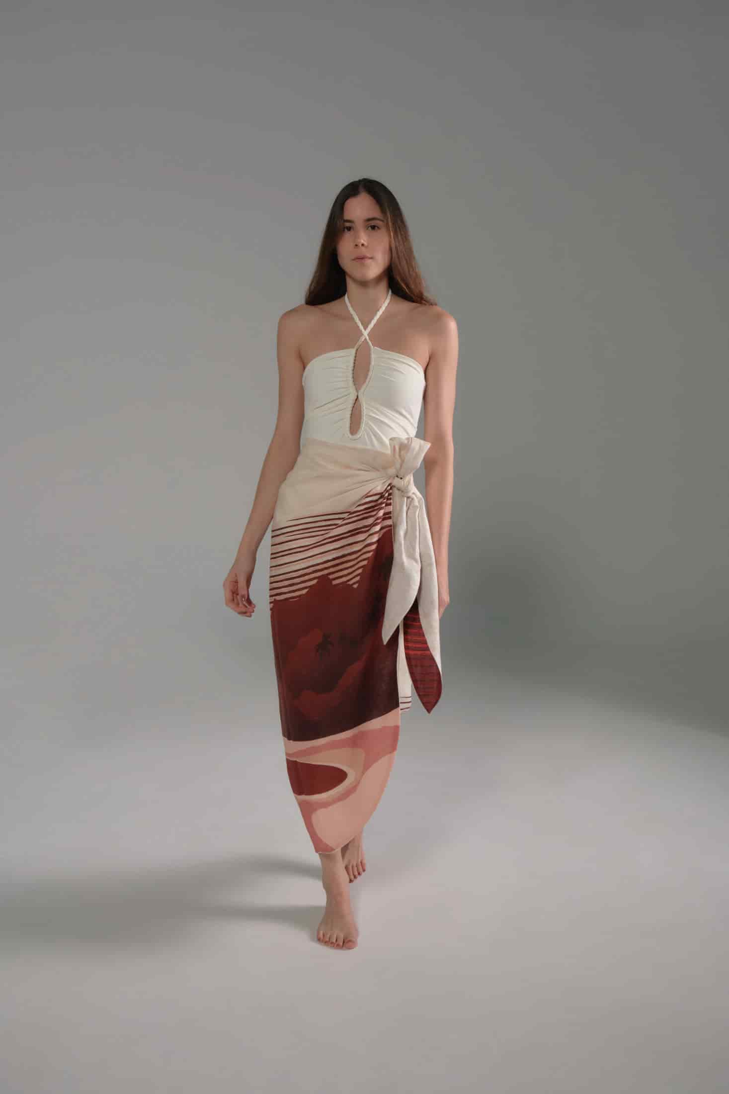 Mapara Linen Skirt / Red Tropical Landscape - miniatura 2