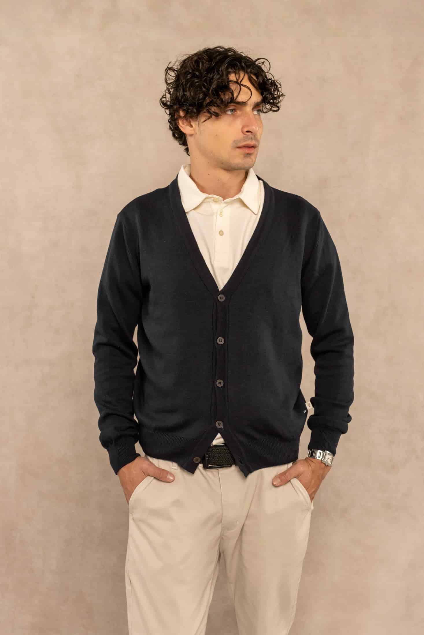 Cardigan Tejido Azul Oscuro - miniatura 3