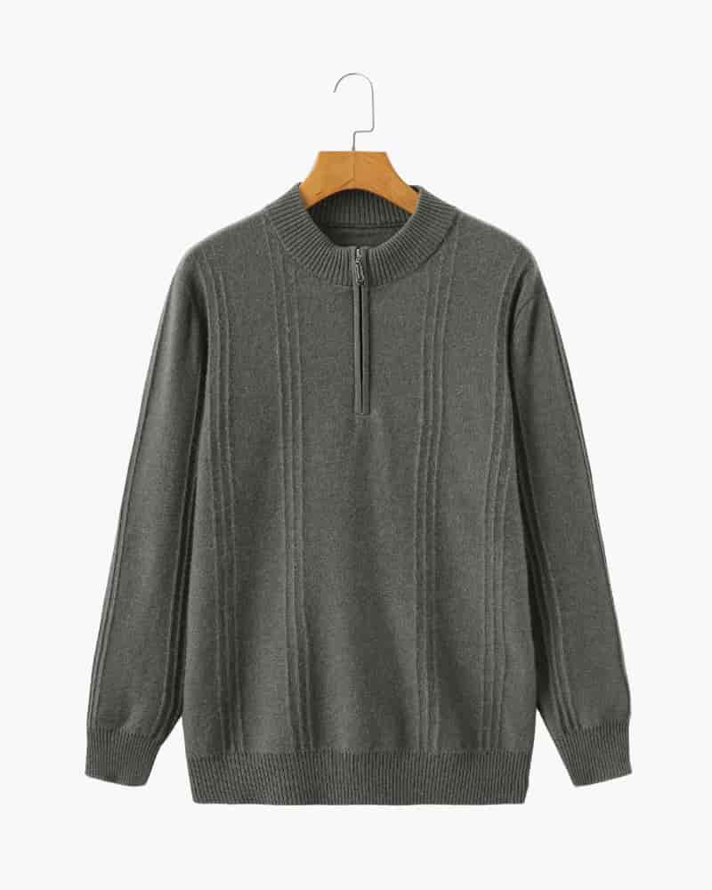 100% Cashmere Ribbed Half Zip - miniatura 5
