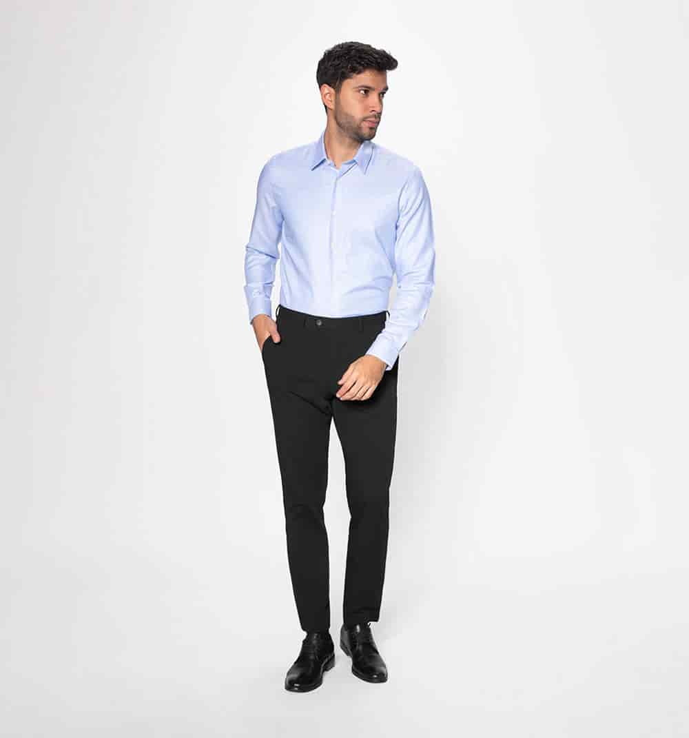 Camisa linea fina cuello italiano - miniatura 1
