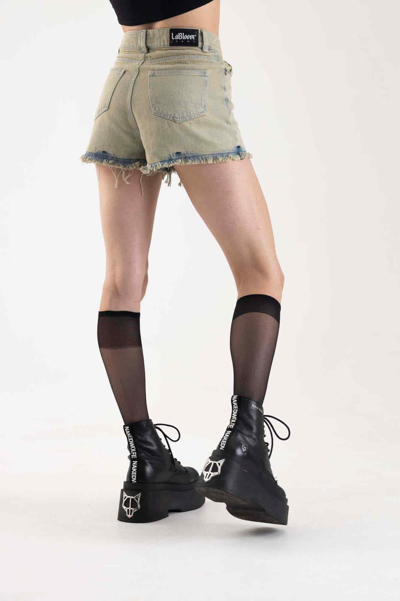 BLACK ACID DENIM SHORT - miniatura 14