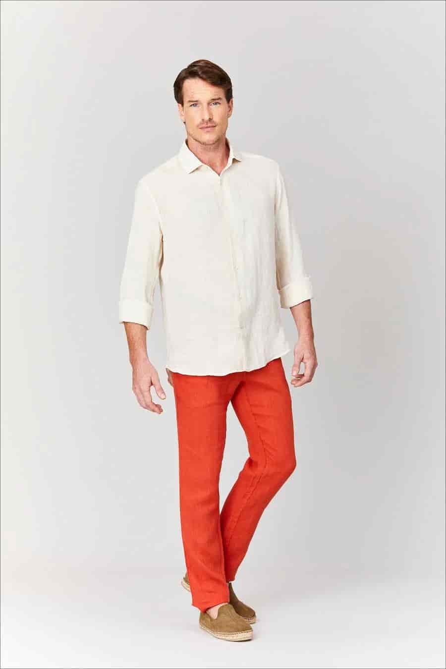 Men's linen pants chili basic - miniatura 9