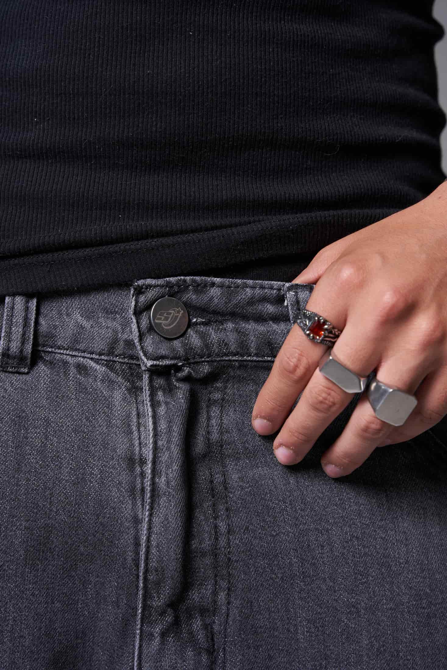 JEANS BAGGY 8 BOLSILLOS PARCHE GRIS OSCURO - miniatura 7
