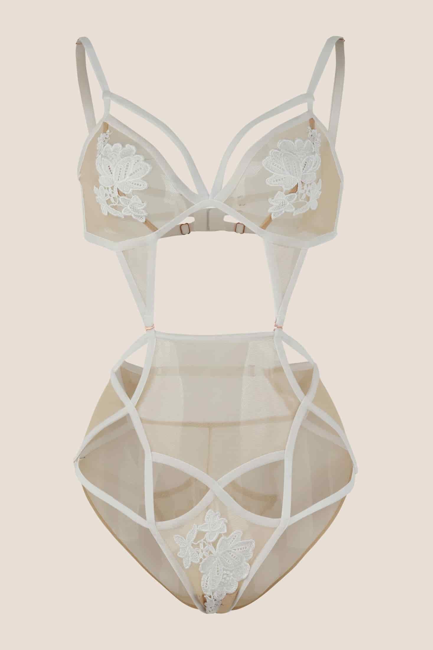 BODY ELLIPSE SEXY SIN ARO CON TIRAS AL FRENTE DELUXE CRUDO - miniatura 1