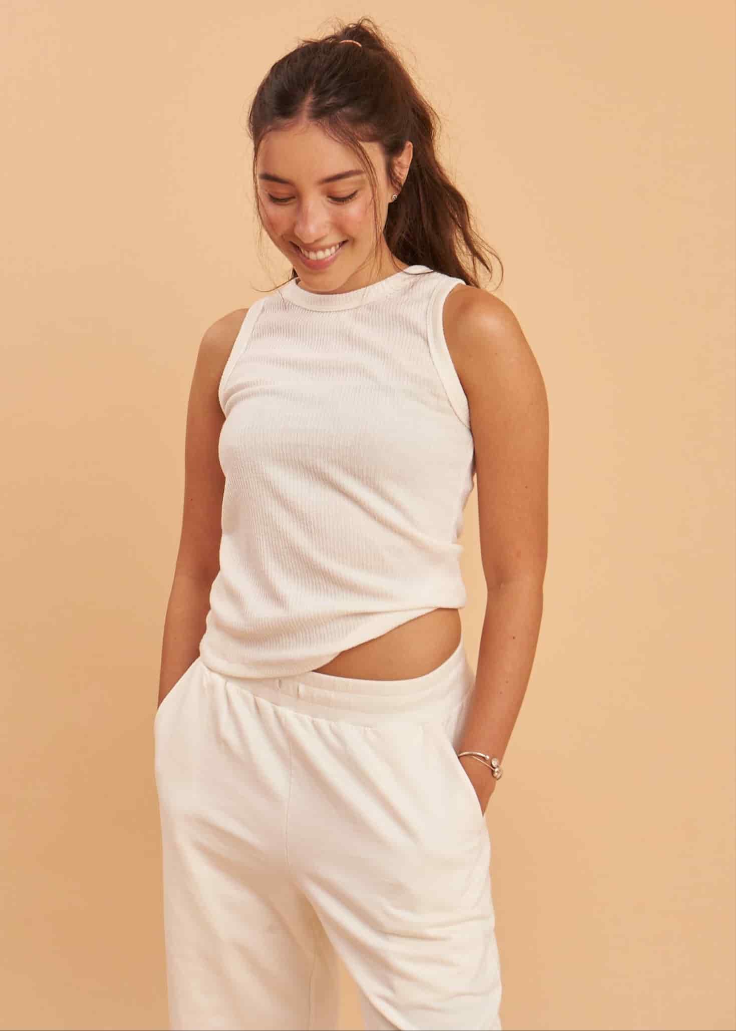 Tank Top en Rib Lanilla - miniatura 2