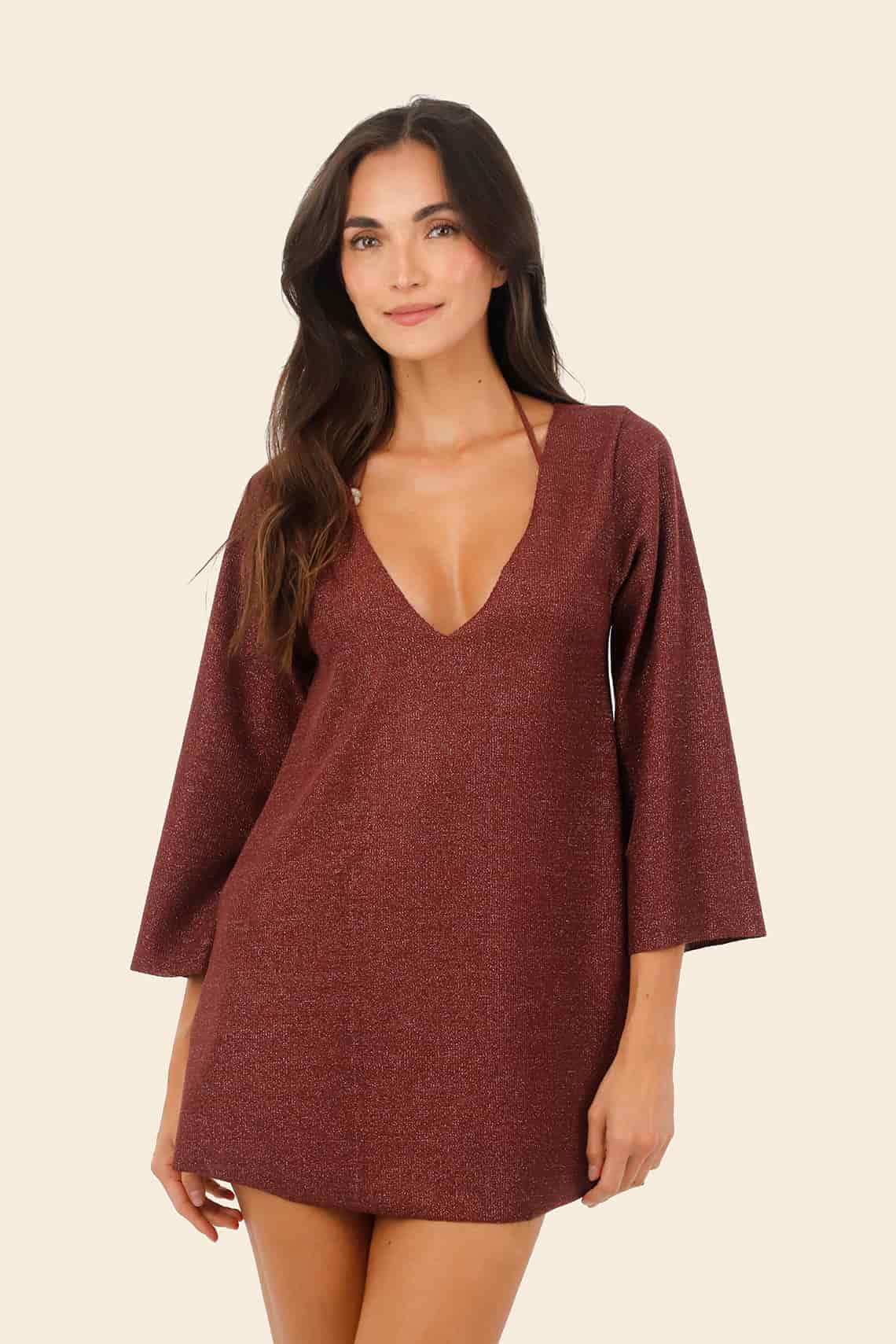Textured Barn Red Apogeo Dress - miniatura 1