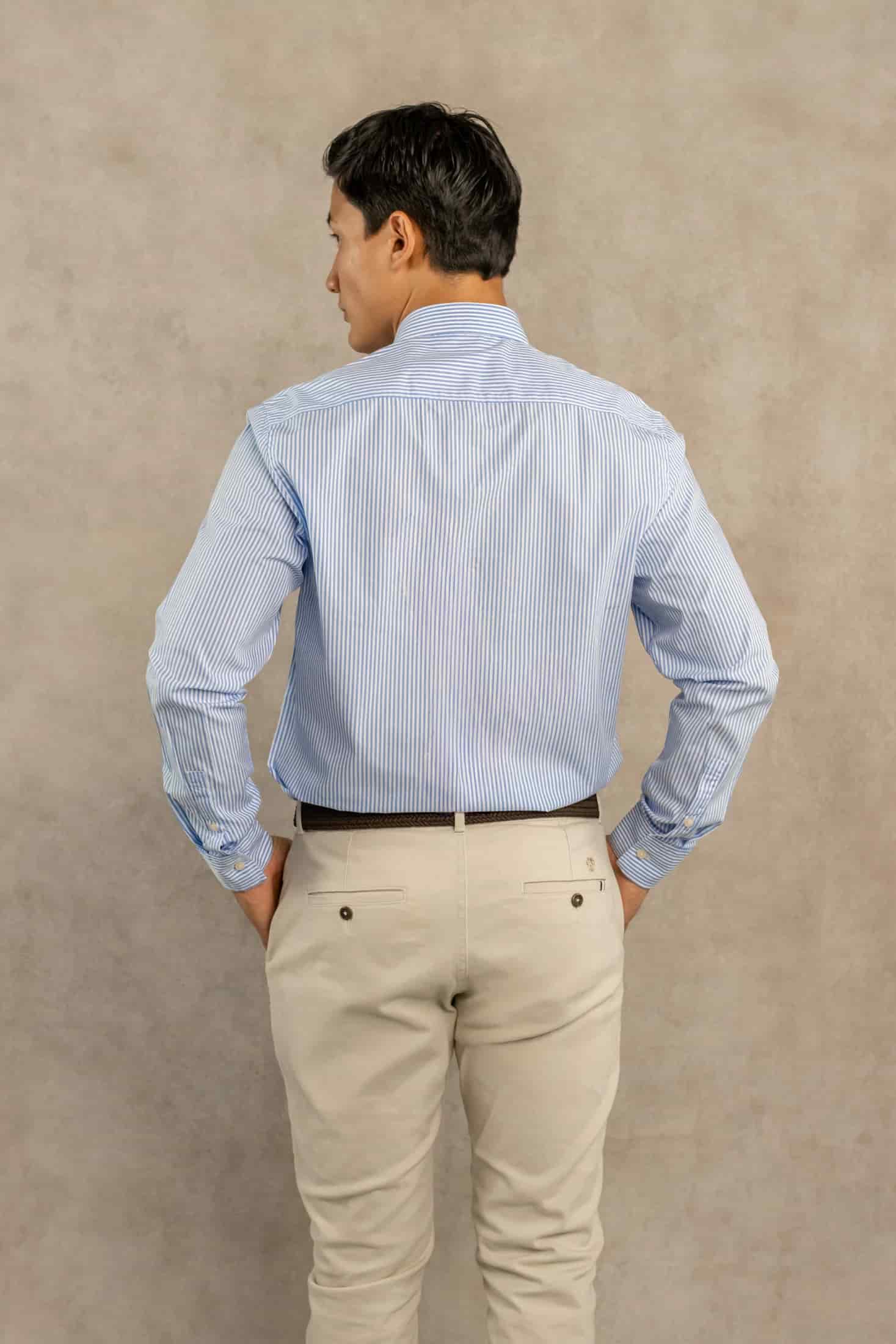 Camisa Antimanchas Popelina Rayas Azul Yale - miniatura 4