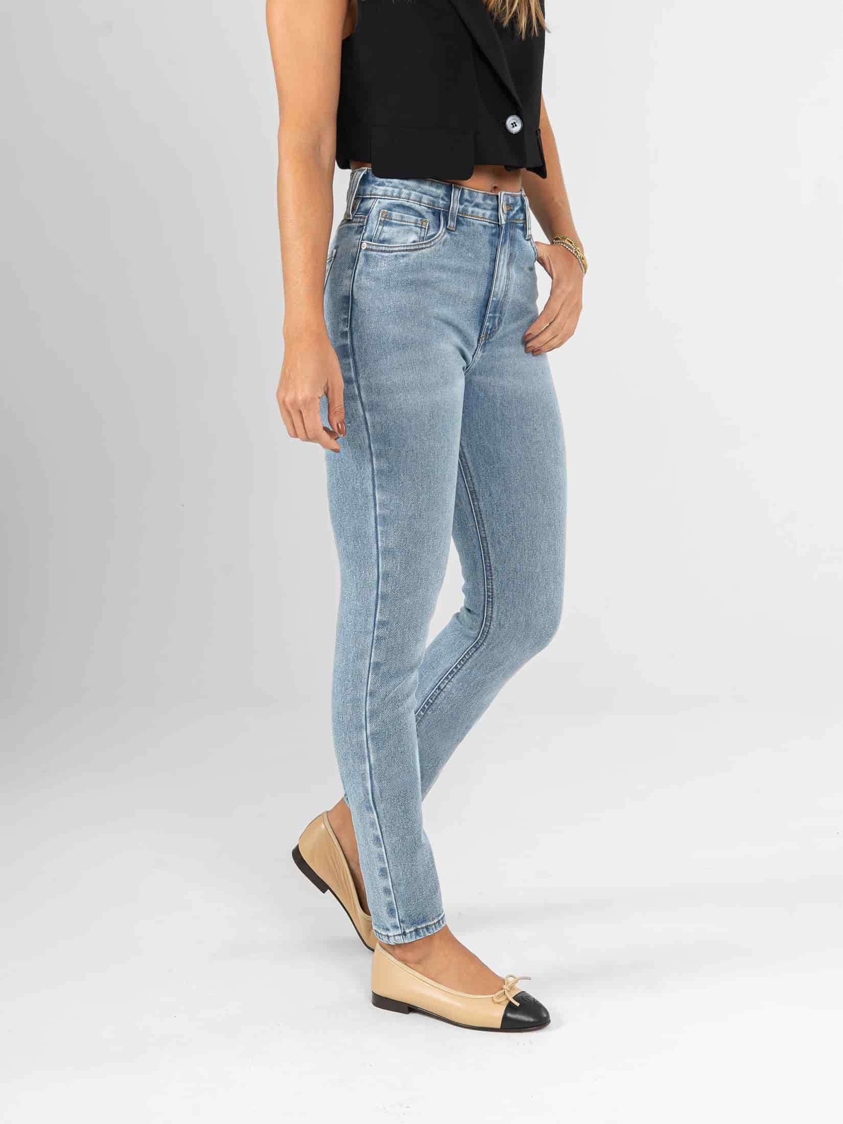 Ref: 066356 Jean Skinny stretch, tiro alto, tono azul medio claro - miniatura 3