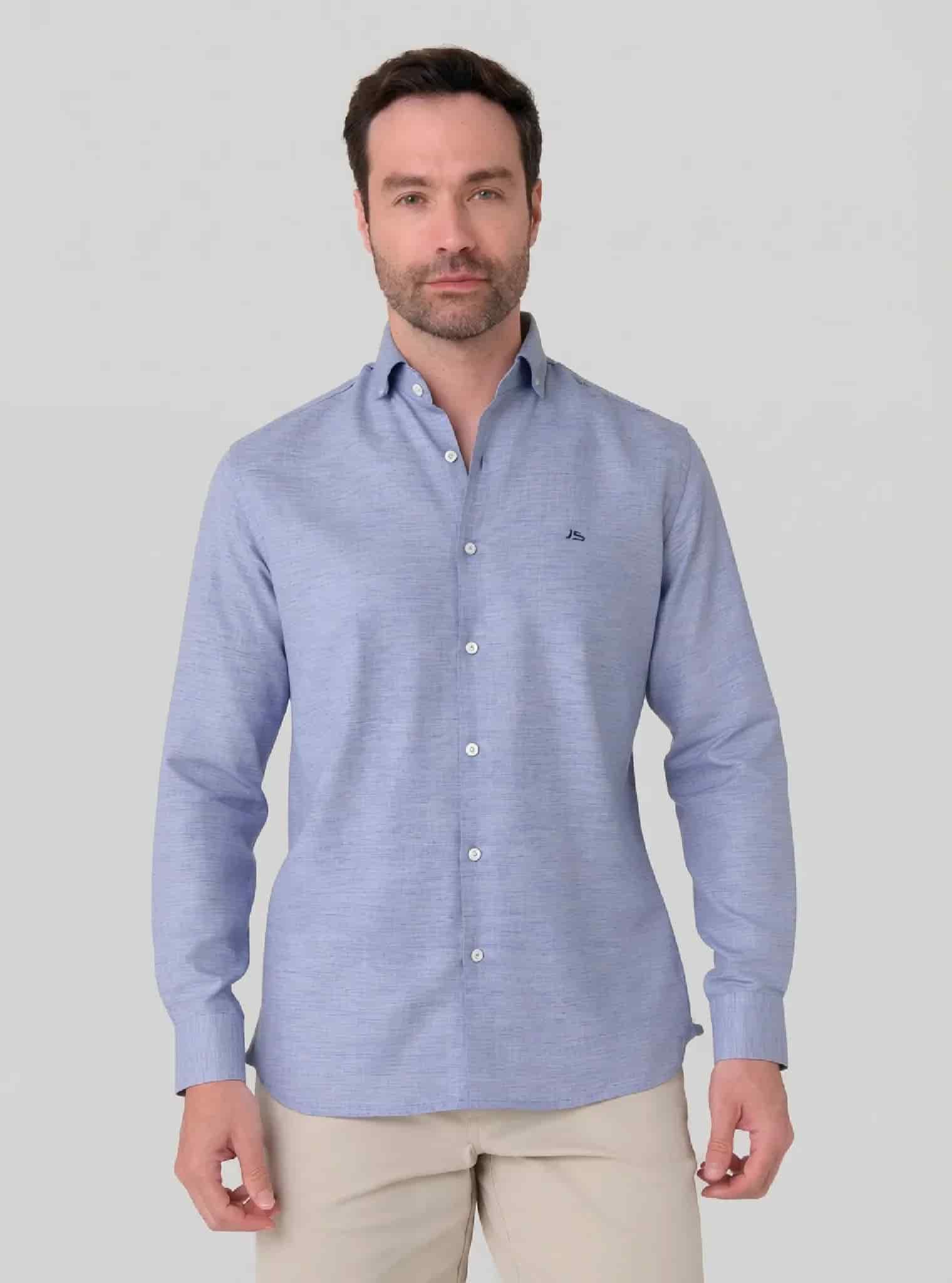 camisa ml celeste jaspeado js - miniatura 1