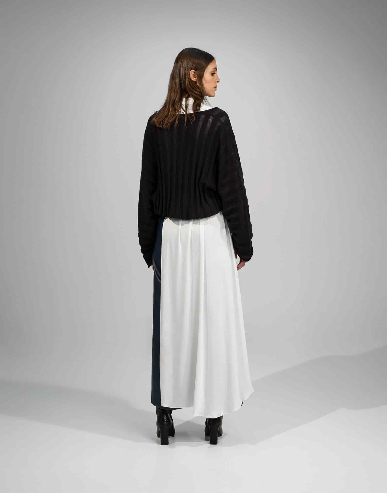 TWO TONE KNITTED RIBBED SWEATER - miniatura 4