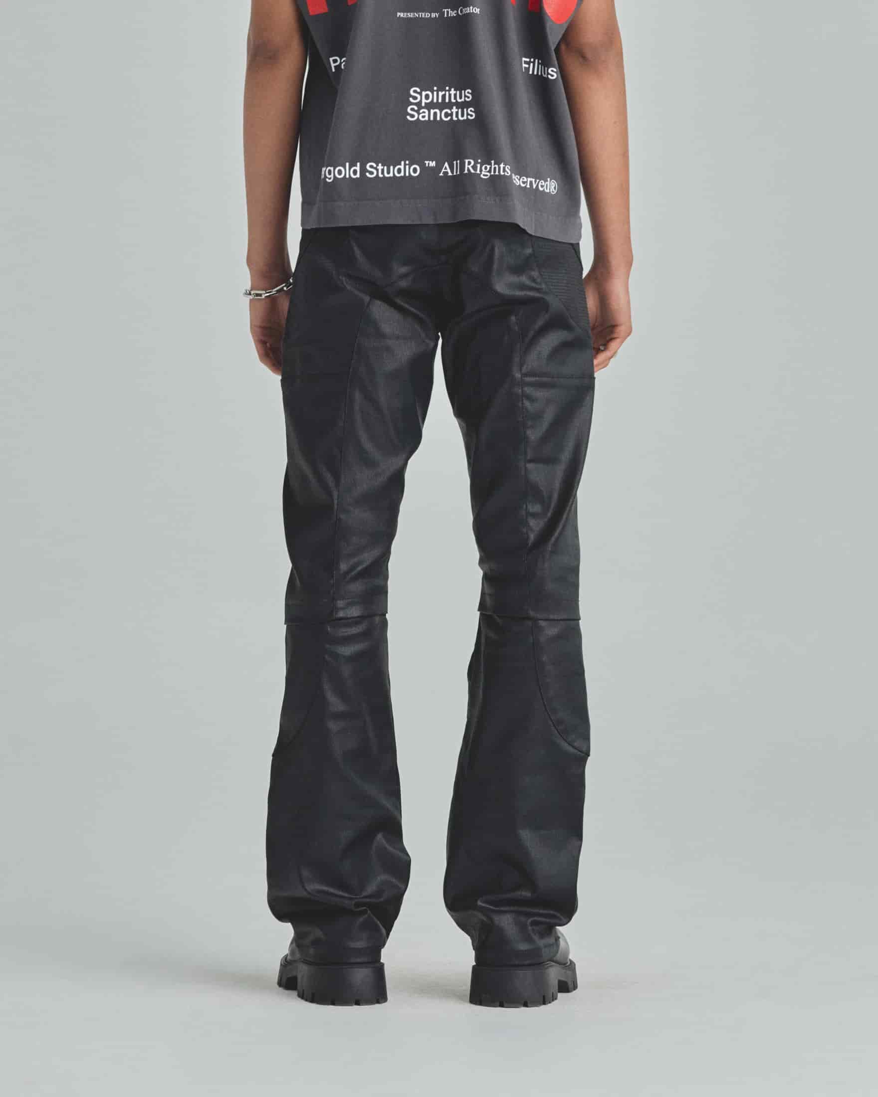 Basics Pleather Flare Pants Black - miniatura 6