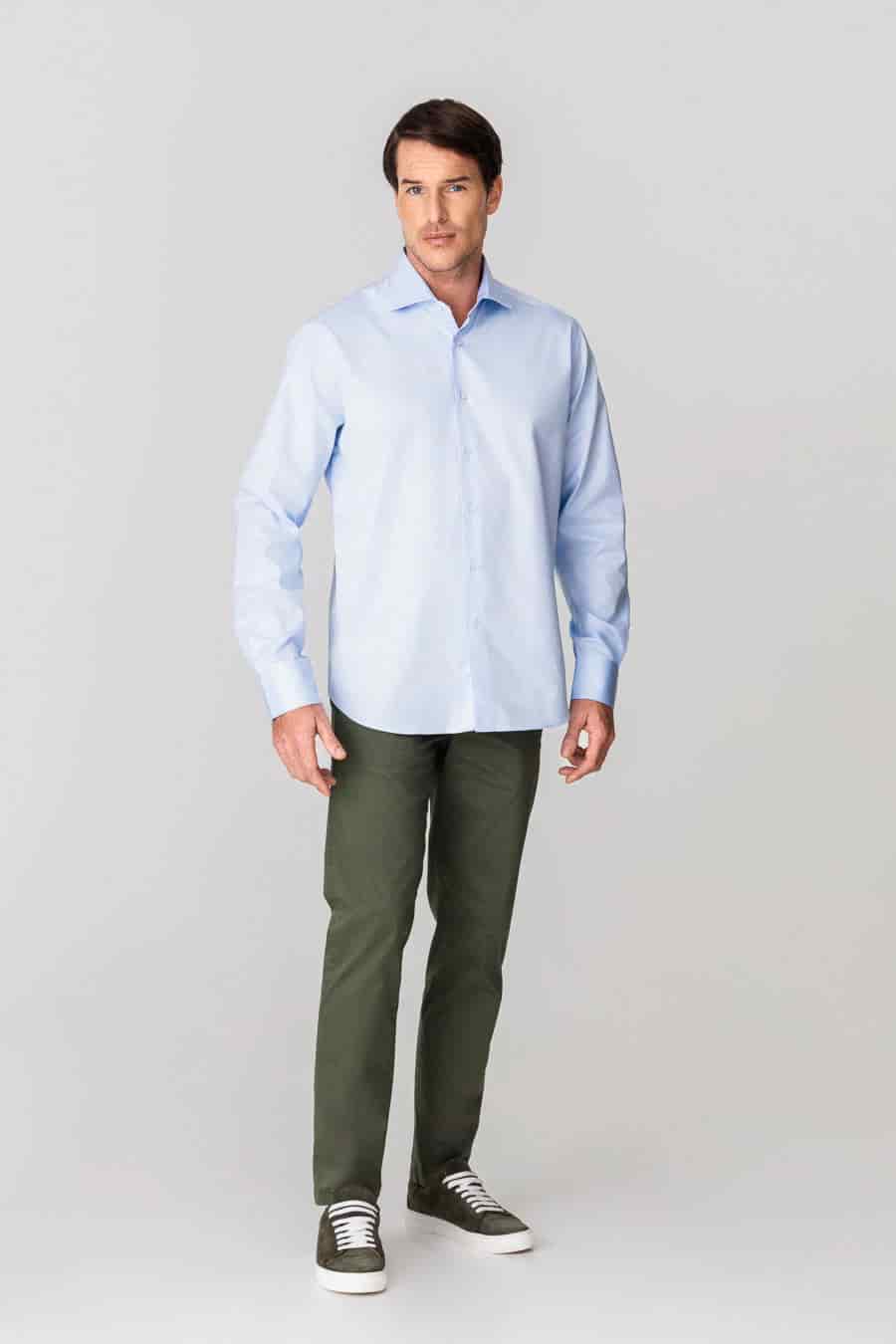 Men's italian cotton shirt light blue - miniatura 1