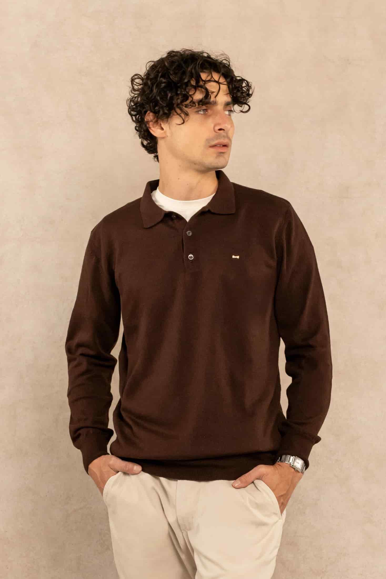 Polo Tejido Manga Larga Espresso - miniatura 1