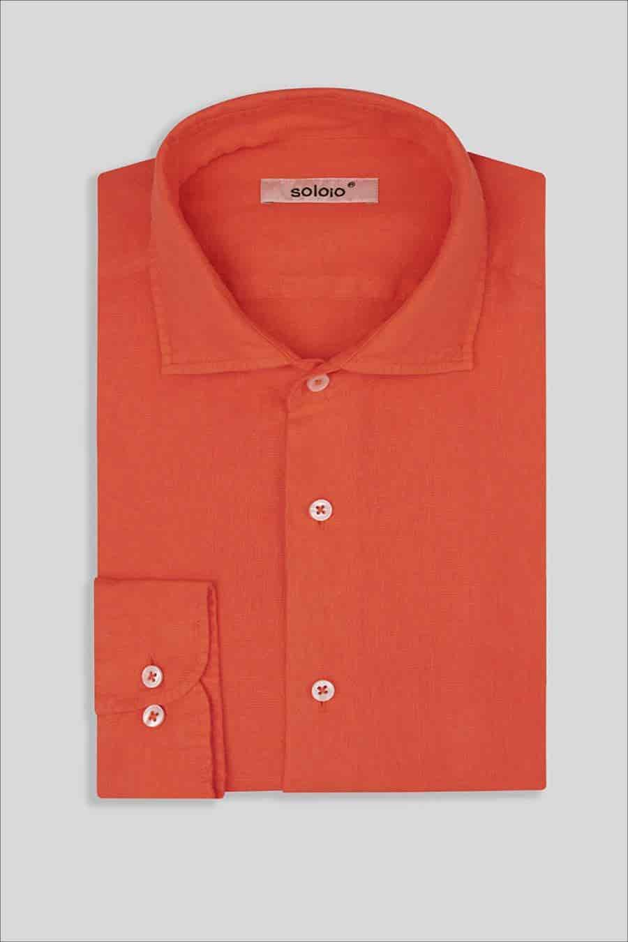 Men's linen shirt strong orange - miniatura 4
