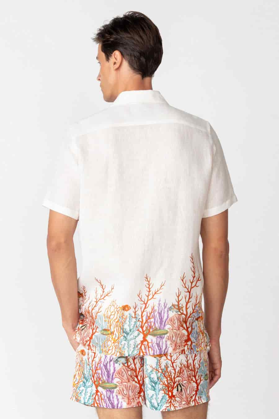 Men's linen shirt white vega - miniatura 4