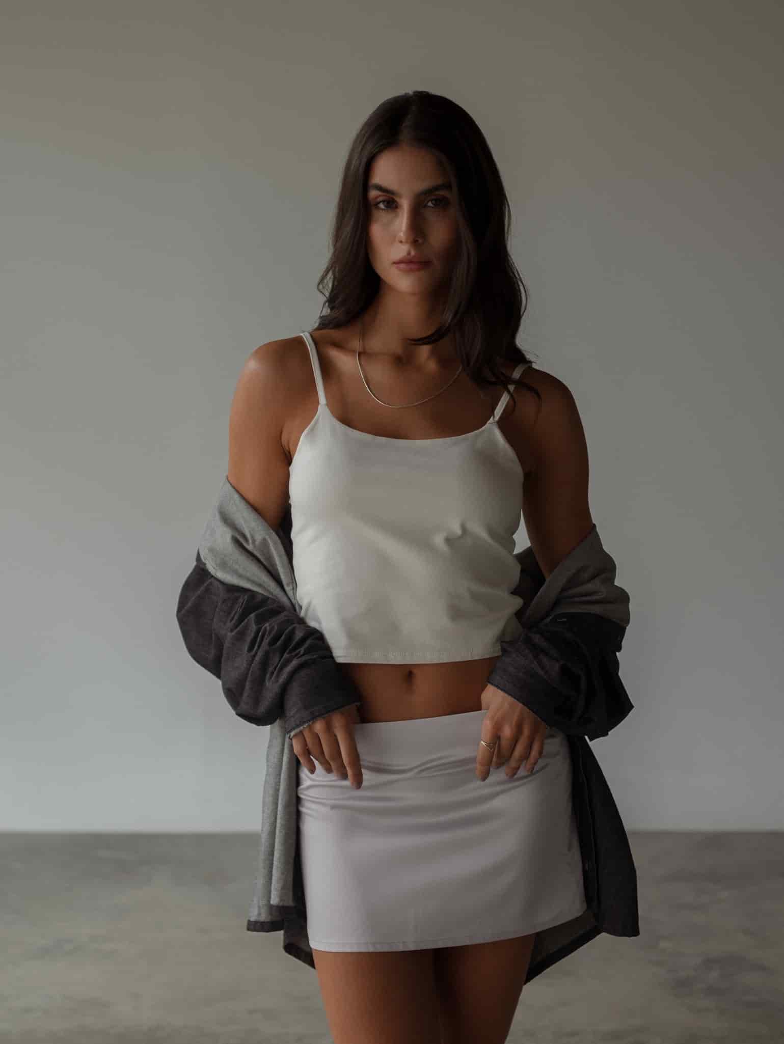 SATIN MINI SKIRT - SILVER - miniatura 7