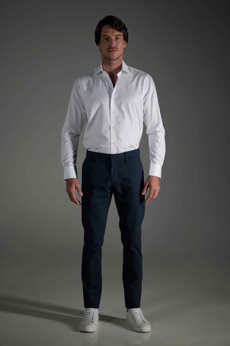 Camisa Classic Algodón Blanco Ojal Azul - miniatura 2