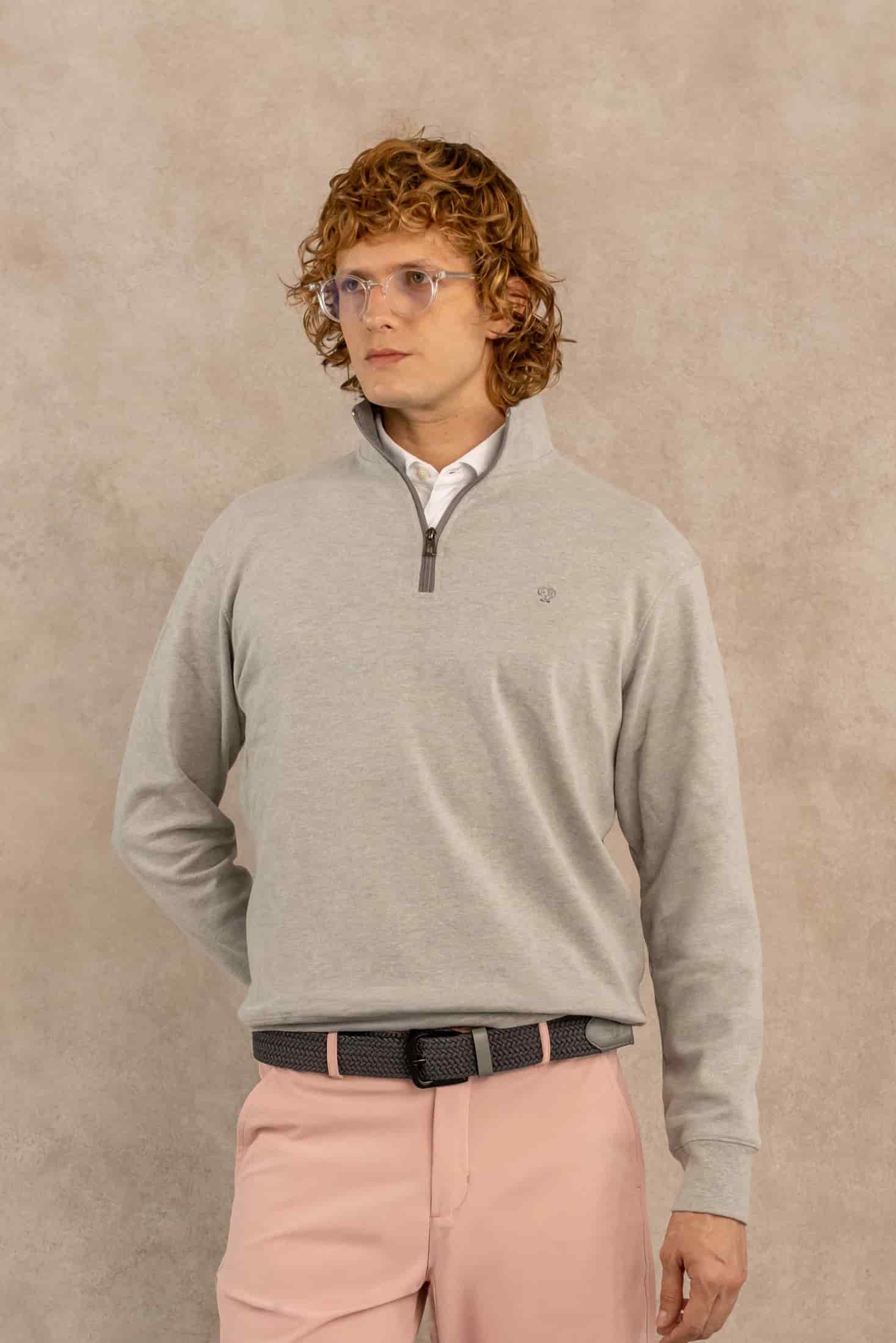 Halfzip Antimancha Gris Jaspe - miniatura 1