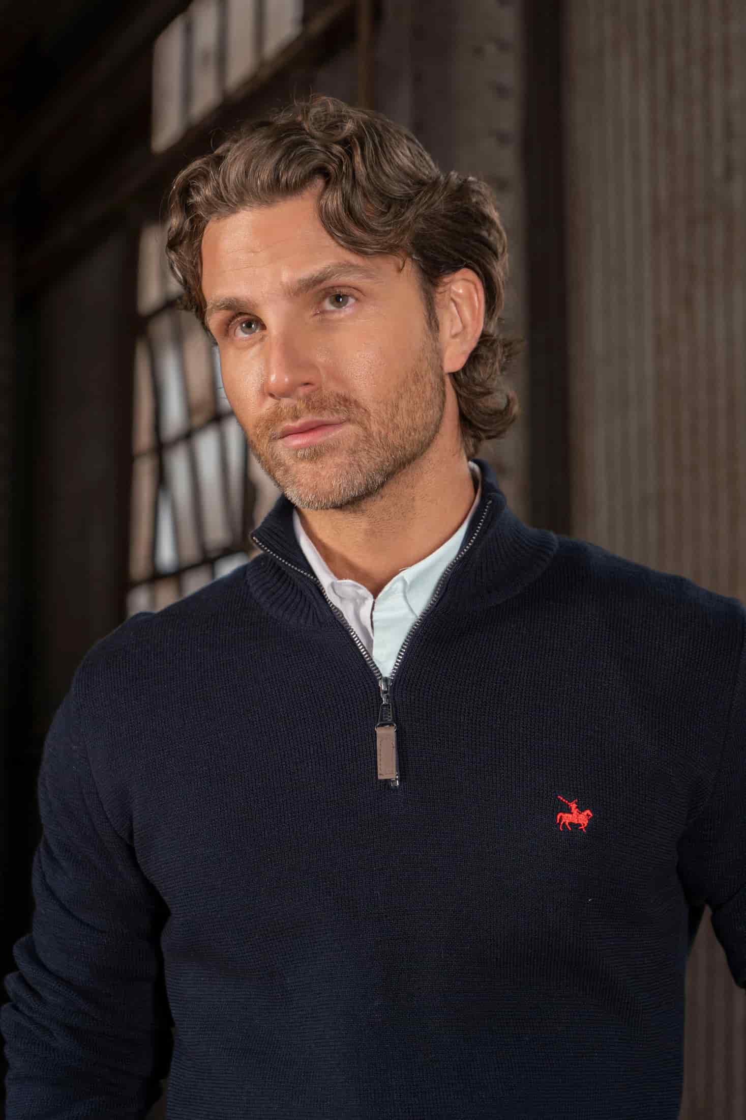 Suéter Halfzip Minimal Hombre Azul Oscuro - miniatura 4