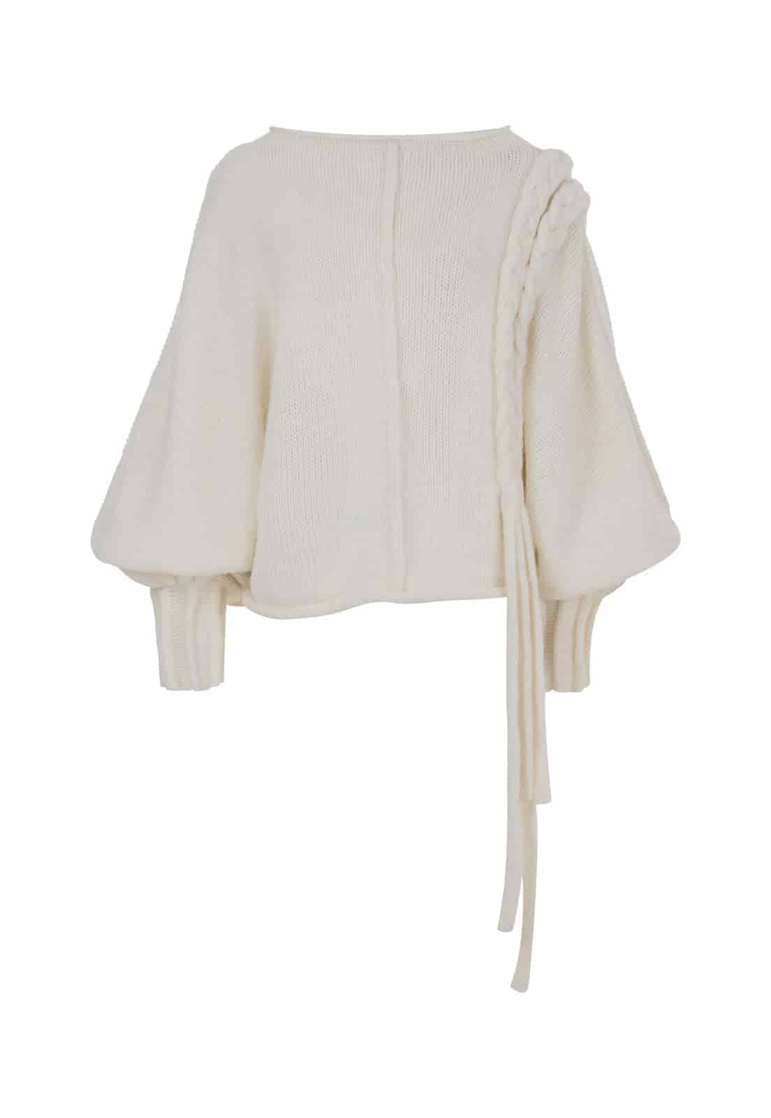 KNITTED SWEATER WITH LONG BRAIDS - miniatura 1
