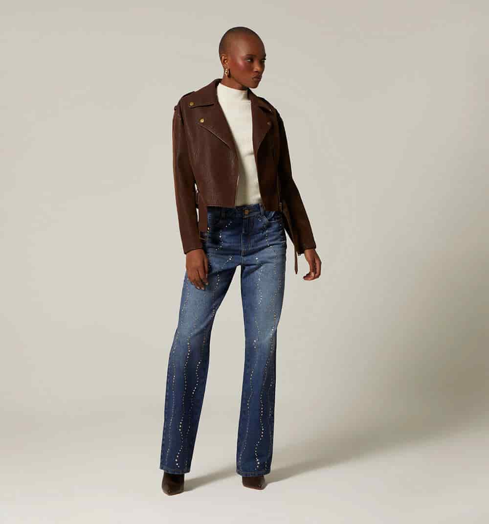 Chaqueta biker con cinturon - miniatura 8
