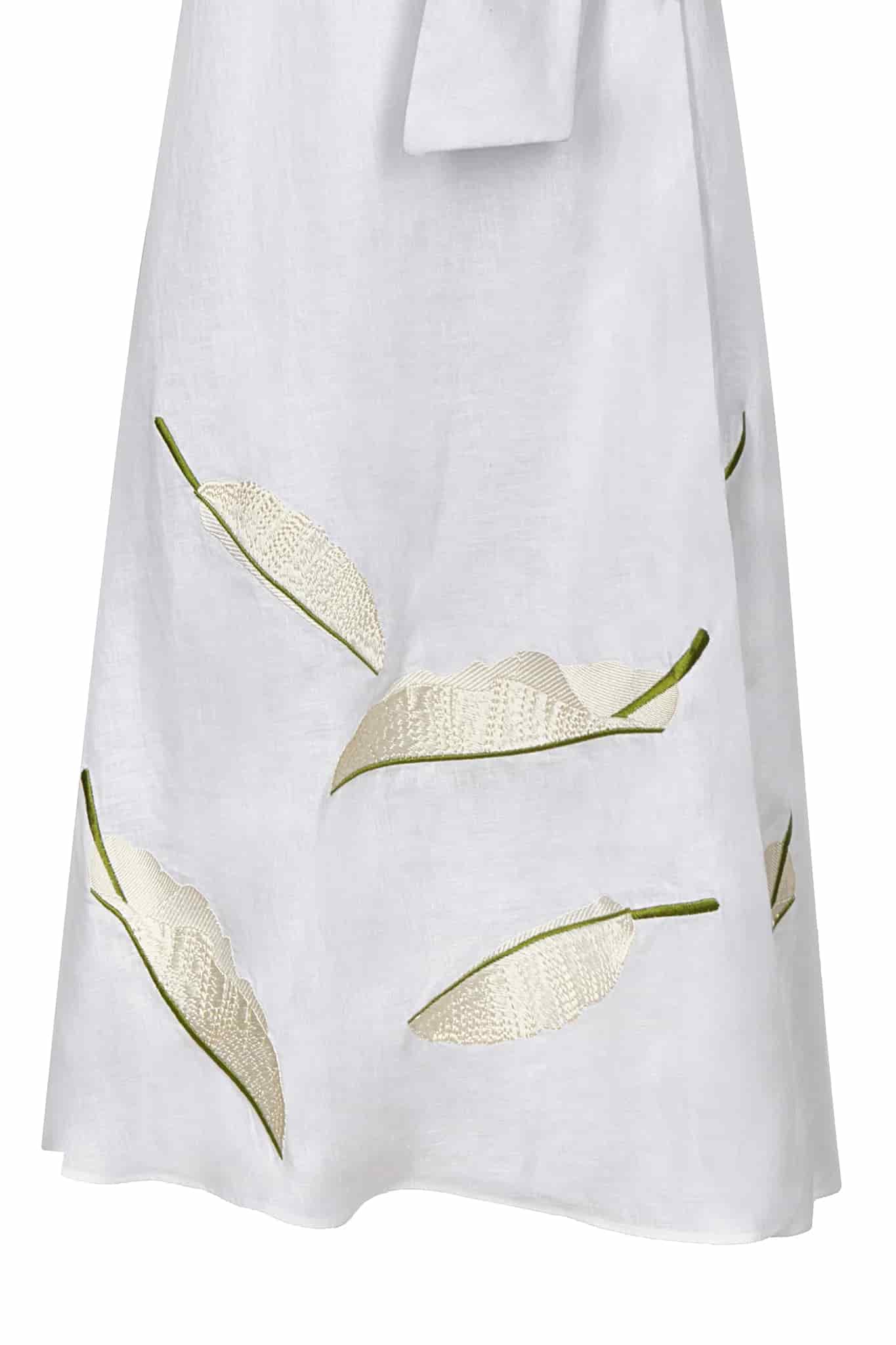 Ermita Linen Embroidered Midi Dress / White - miniatura 3