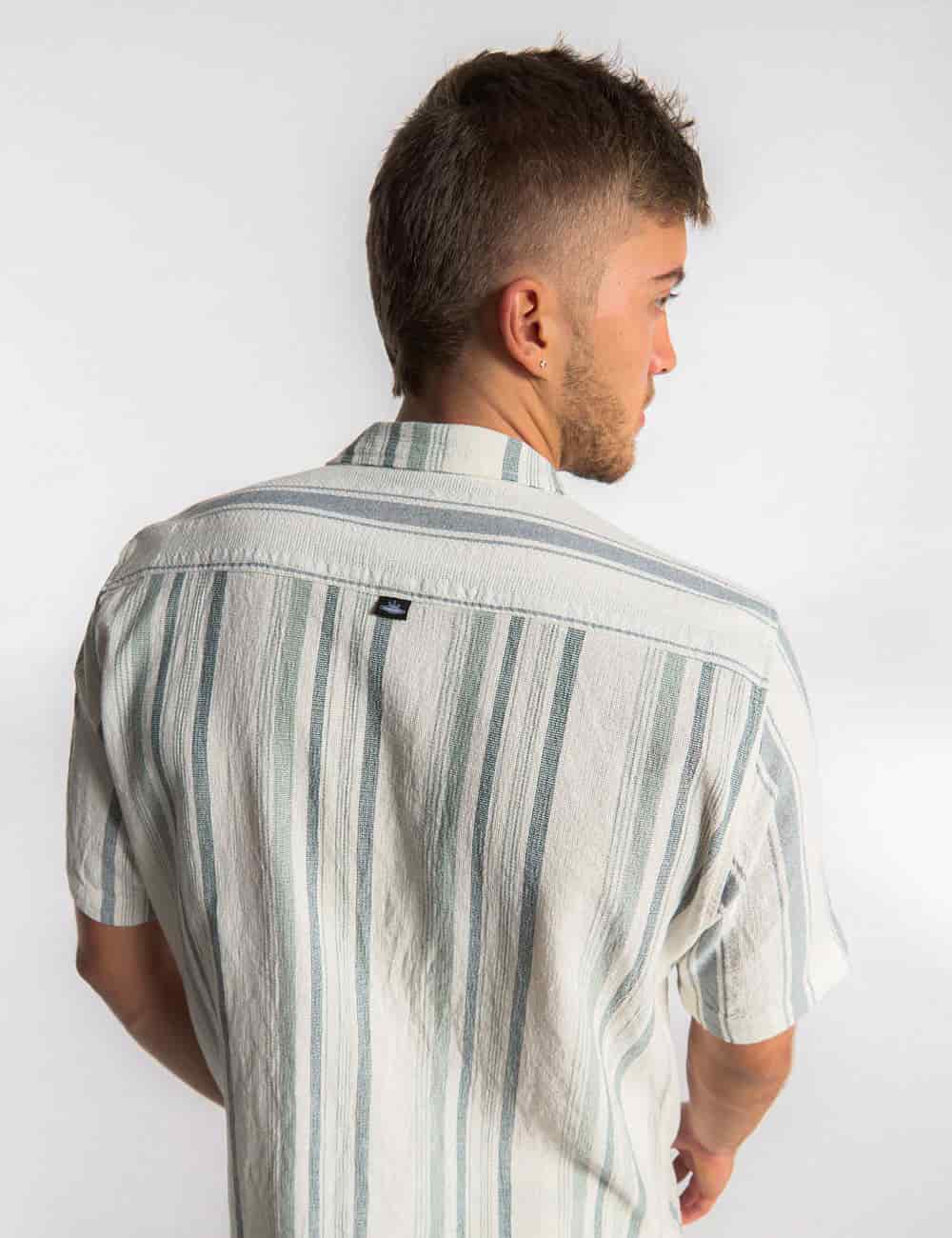 Camisa Cuello Sport manga corta Surf line crudo + verde Hombre - miniatura 9