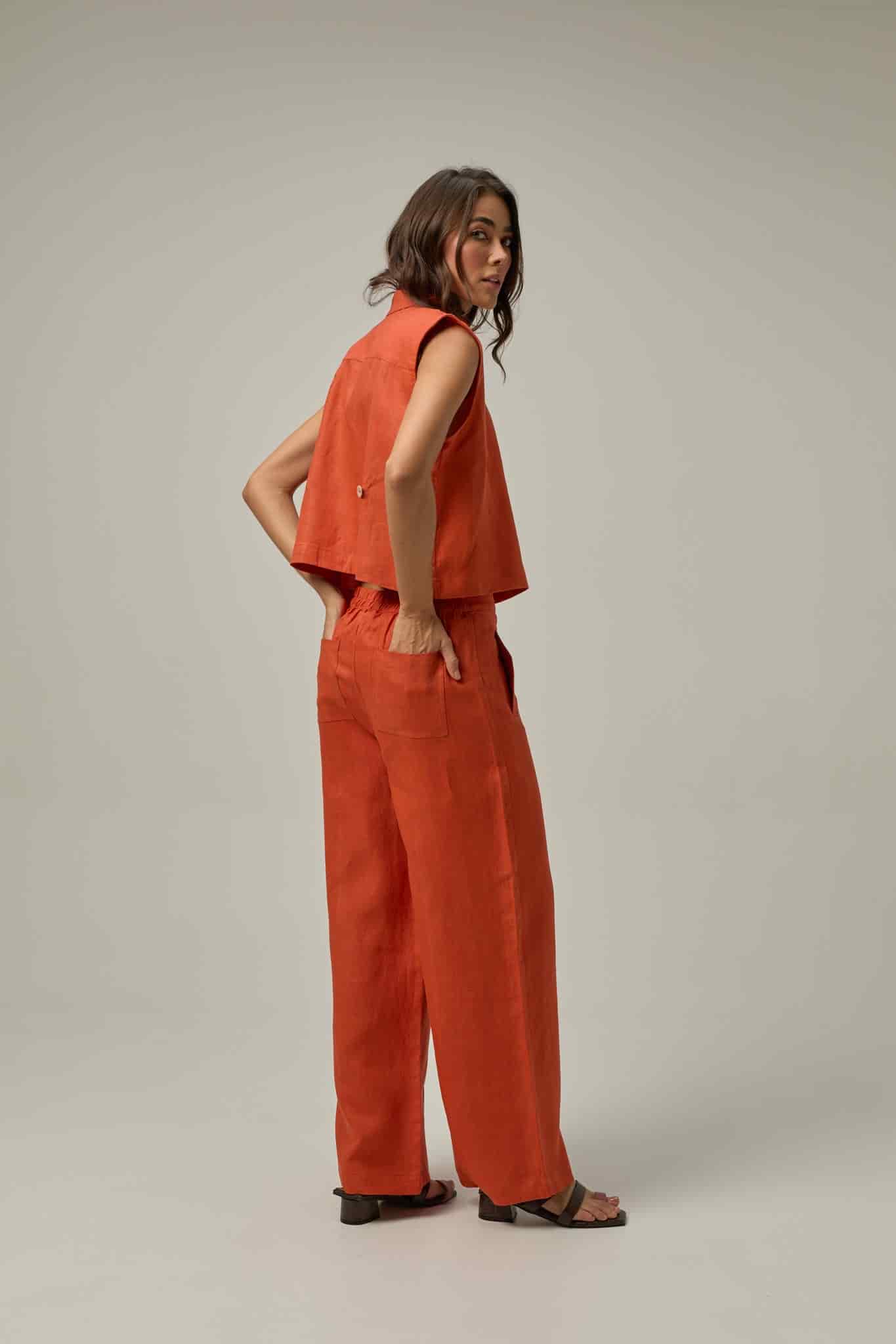 Pantalón Serre de lino | Naranja - miniatura 3