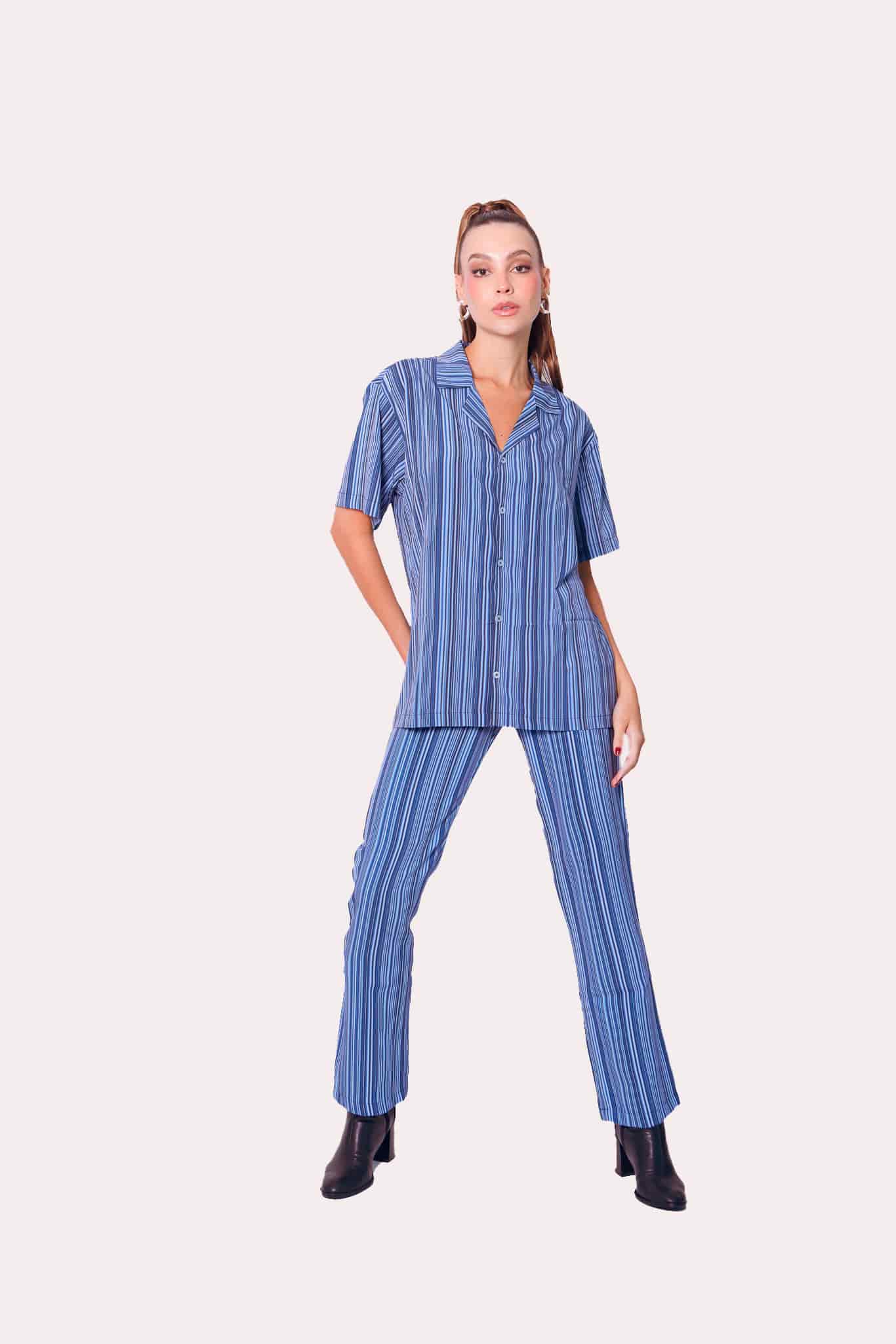 Camp Shirt in Blue Stripes - miniatura 1