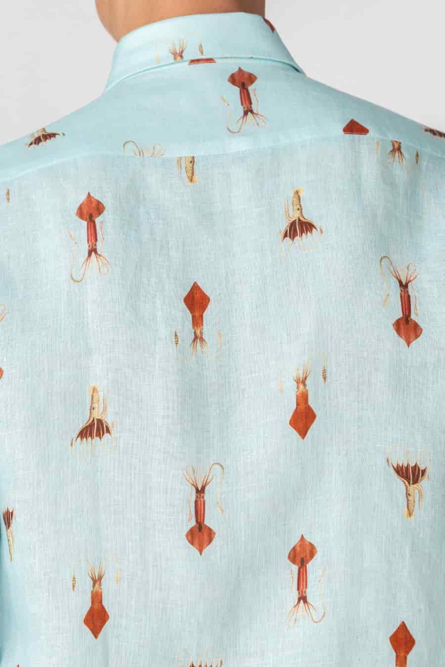 Men's linen shirt sky blue verne - miniatura 5