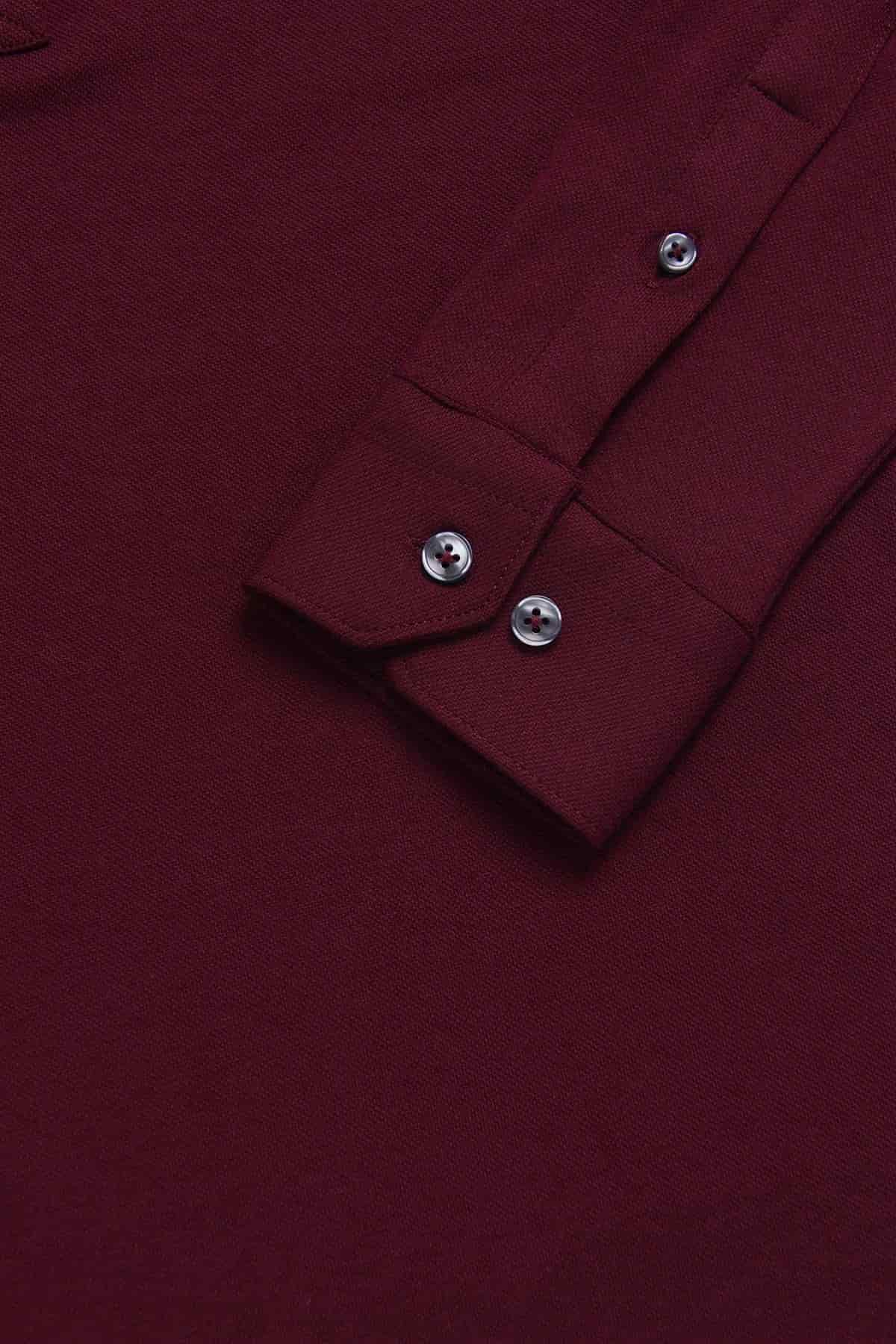Camisa Piqué Polera Algodón Borgoña - miniatura 3