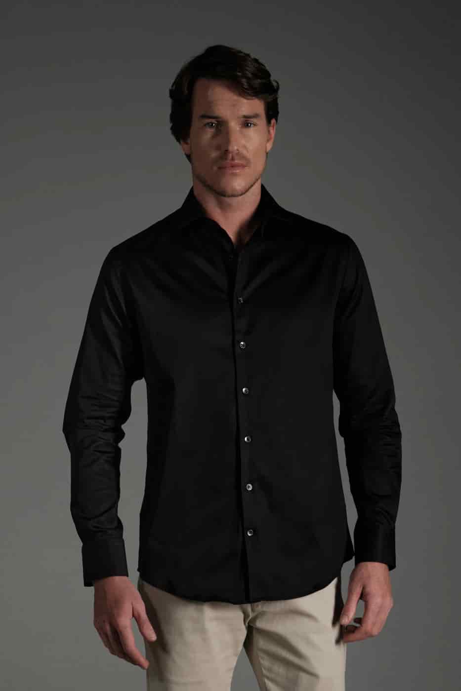 Camisa Slim Algodón Pima Negro - miniatura 5
