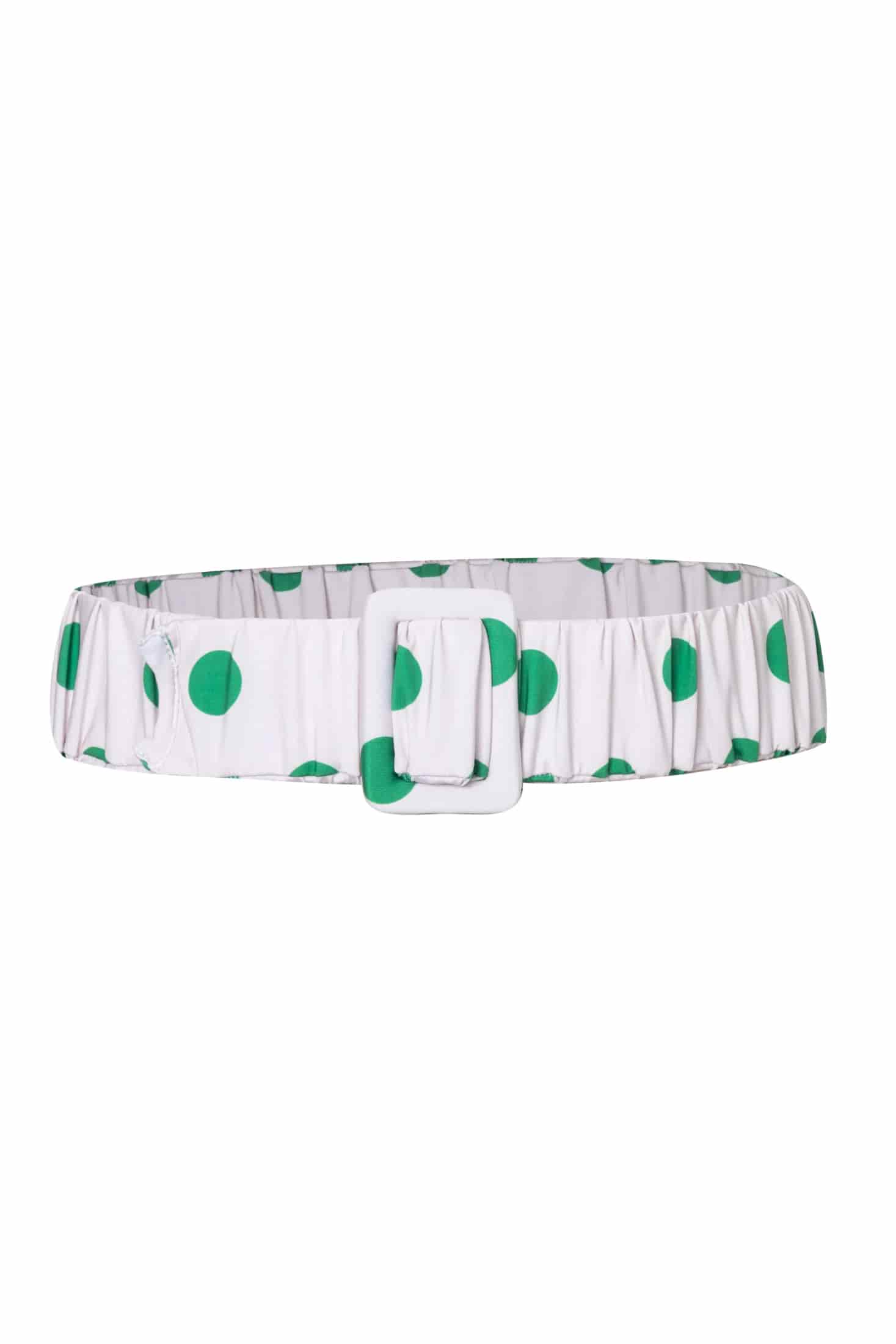 Ruched Belt / Green Polka - Ivory - miniatura 2