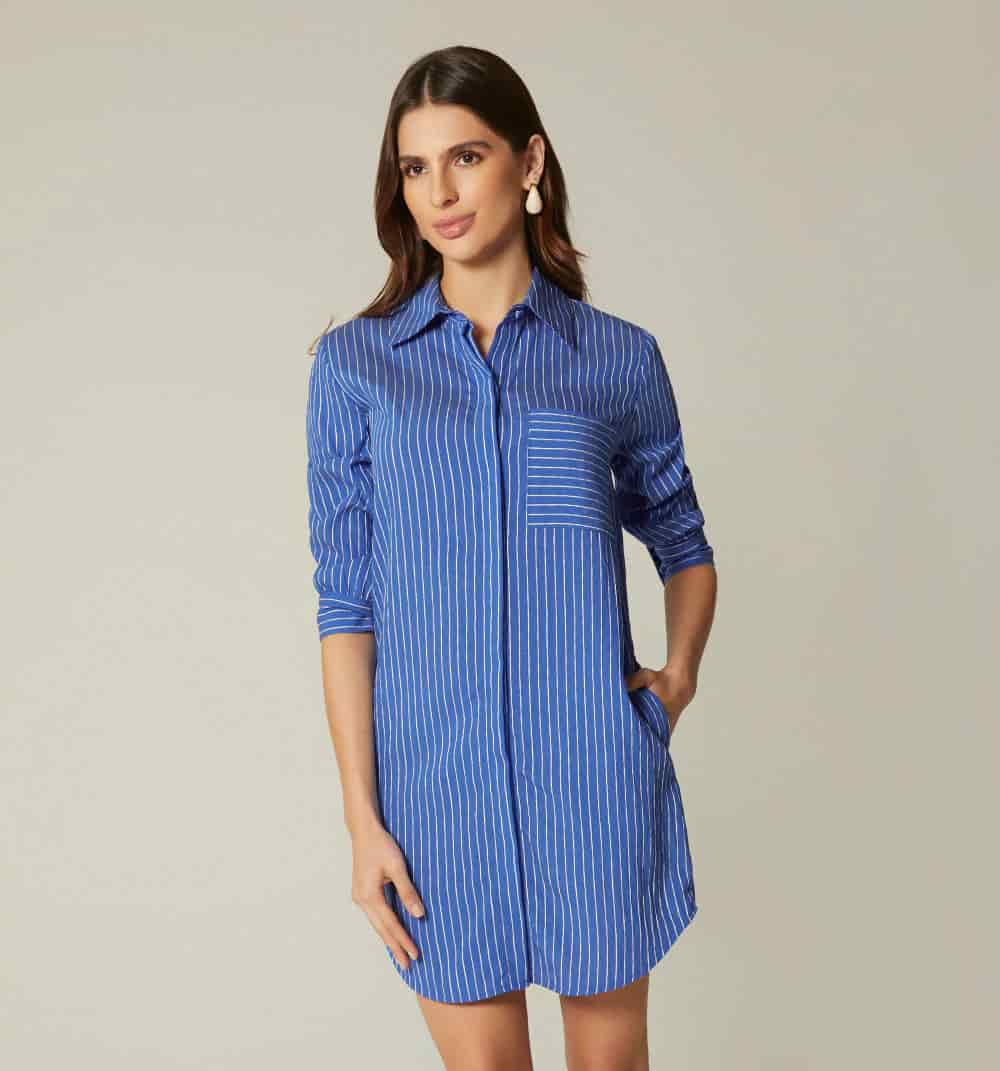 Vestido camisero manga 3/4 - miniatura 2